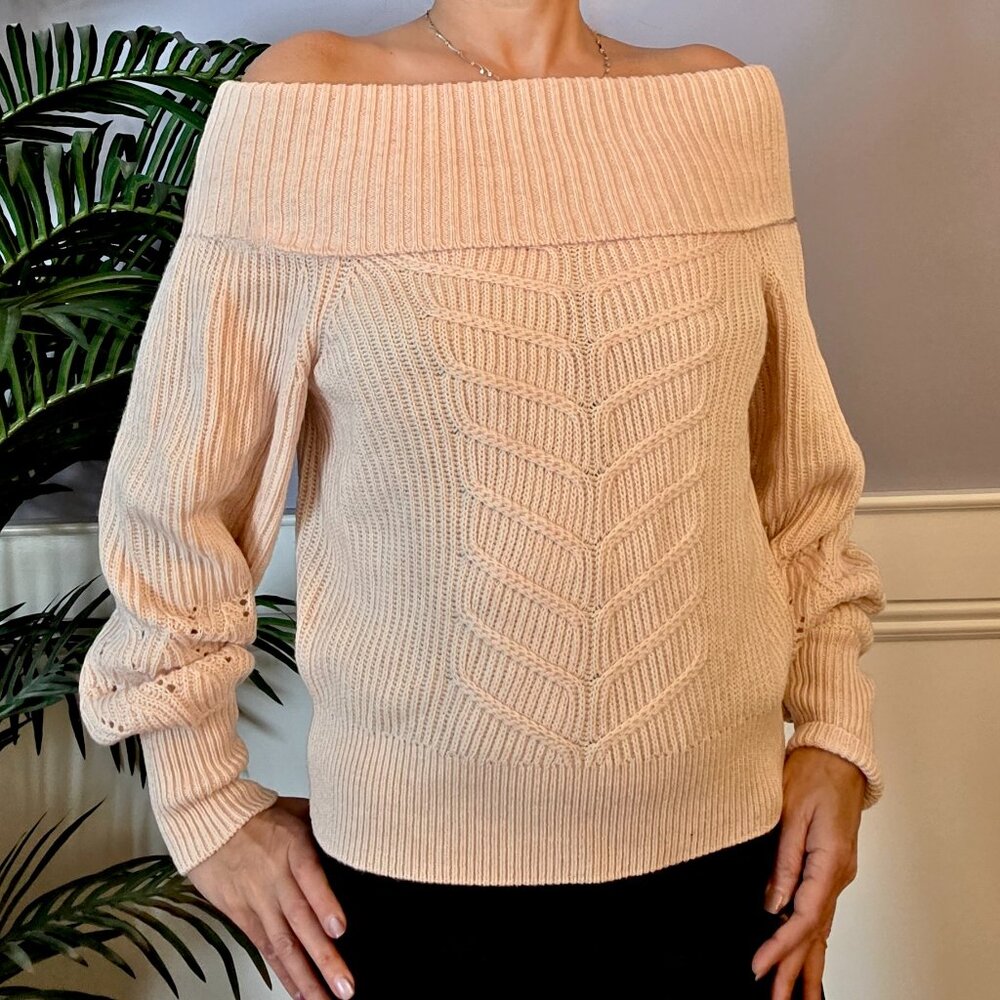 WHBM Off-the-Shoulder Cable Knit Sweater